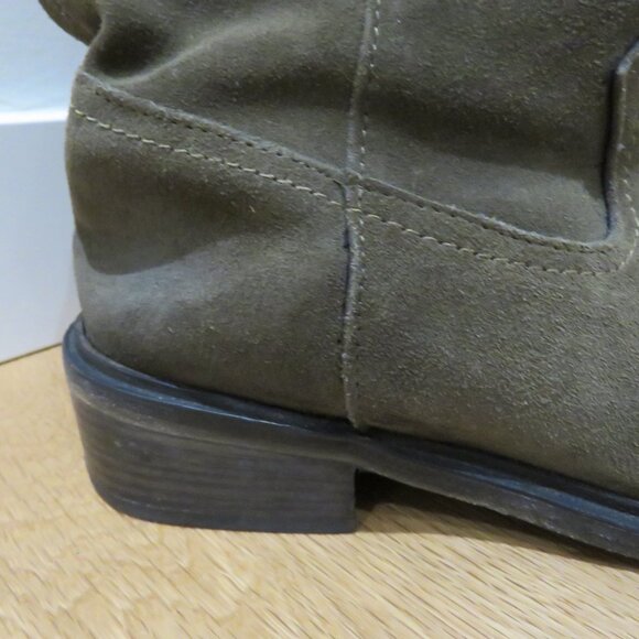 FREE PEOPLE Arya Olive Green Suede Knee High Riding Campus Boots Shoes Western - Picture 5 of 13